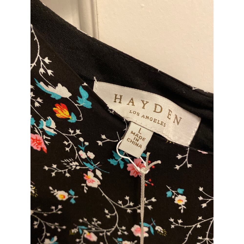 Brand New Hayden Los Angeles Women's Size Large Black Floral Print Midi Dress - Picture 3 of 6